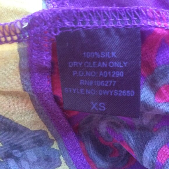 Hale Bob Silk Print Boho-Chic Bell Cuff Colorful Retro Peasant Blouse Size XS - Picture 4 of 4